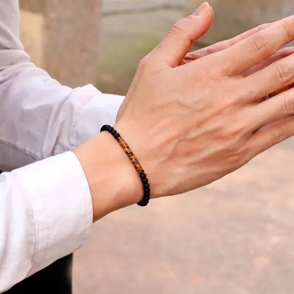 Unisex 4mm Emperor Onyx Bead Bracelet - Image 3