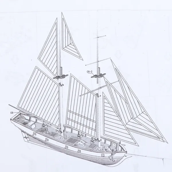 1:100 Wooden Sailing Boat Model DIY Kit - Image 5