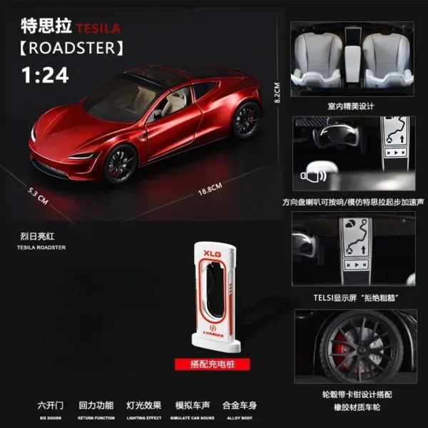 1:24 Tesla Roadster Diecast Model Car - Image 15