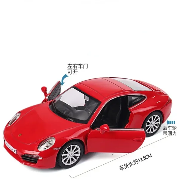 1:36 Porsche 911 Carrera S Diecast Model Car - Image 7