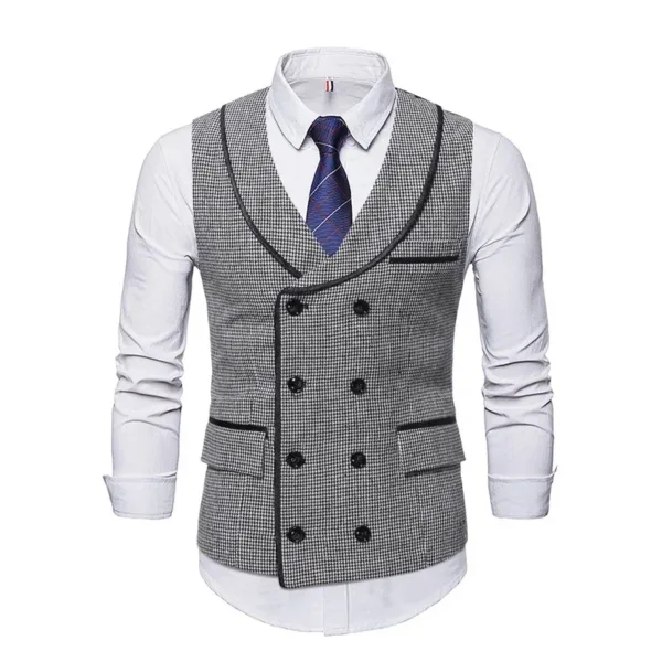 Men's Double Breasted V-neck Wedding Vest - Image 10