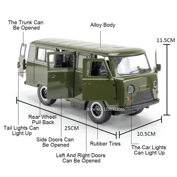 1/18 Russia UAZ Van Diecast Model Toy - Image 2