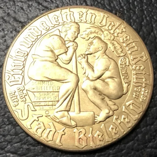 1923 Germany Notgeld Goldmark Replica Coin - Image 3