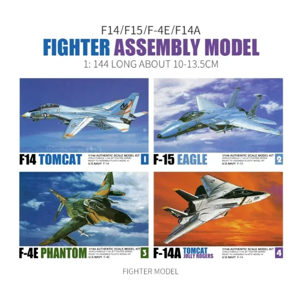 1/144 Fighter Model Set F14 F15 F-4E 28pcs