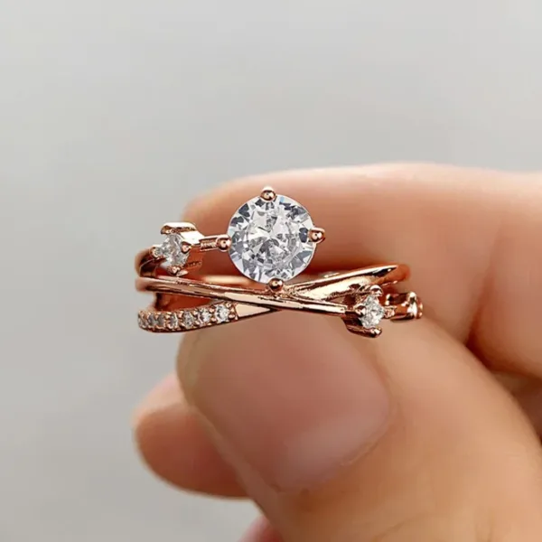 Brilliant Cubic Zirconia Wedding Band Ring - Image 20