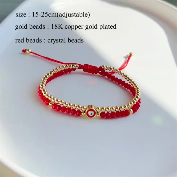 Evil Eye Beaded Bracelet with Red Crystals - Image 5