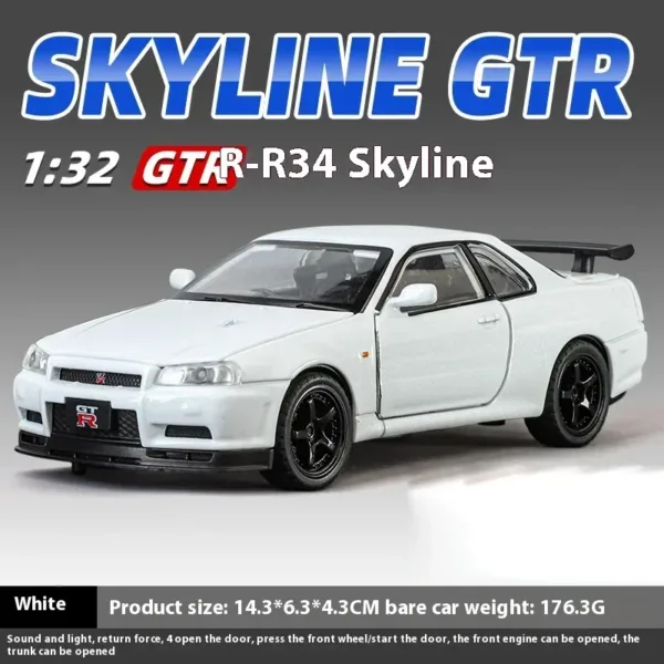 1:32 Nissan GTR R34 Diecast Model Car - Image 9