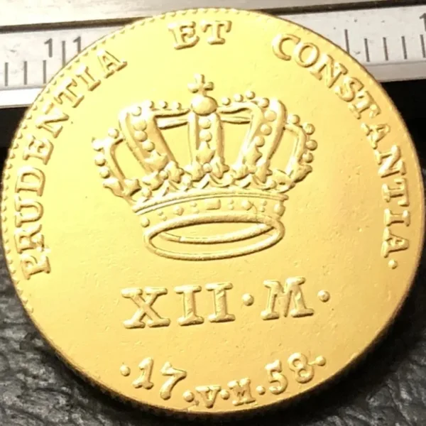 1758 Denmark 22K Gold Plated Replica Coin - Image 2