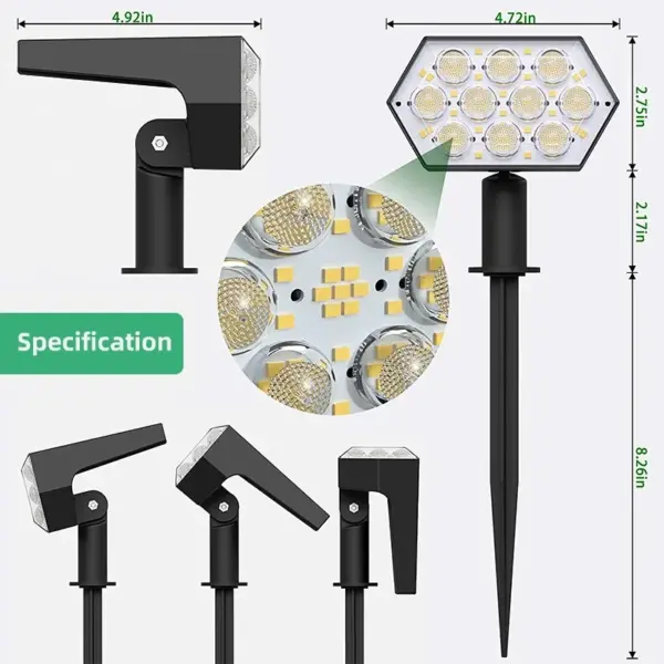 92 LED Waterproof Solar Spot Lights Outdoor - Image 2