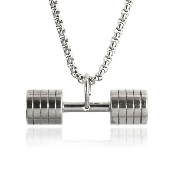 Fashion Barbell Dumbbell Pendant Necklace - Image 8