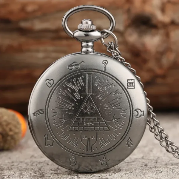 Antique Bronze Quartz Pocket Watch with Chain - Image 5