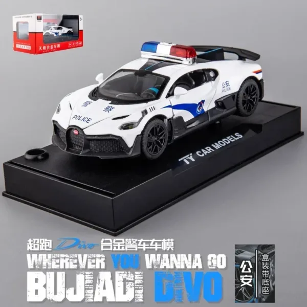 1:32 Diecast Bugatti Divo Police Car Model