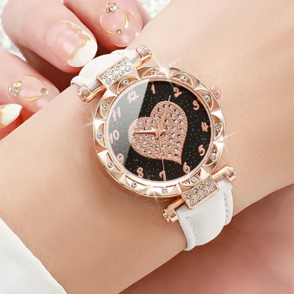 3PCS Women's Rhinestone Heart Dial Quartz Watches - Image 4