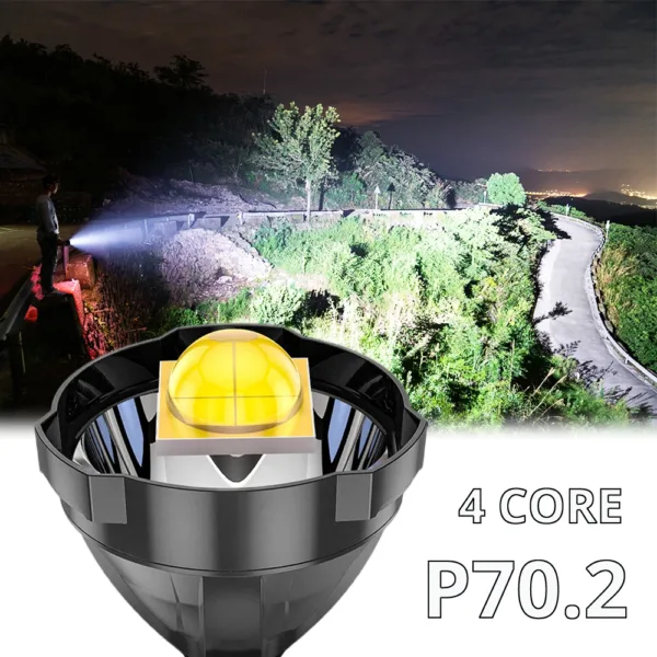 High Power XHP70 LED Rechargeable Flashlight - Image 2