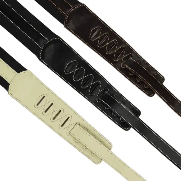 Adjustable Leather Padded Guitar Strap 7cm Wide - Image 5