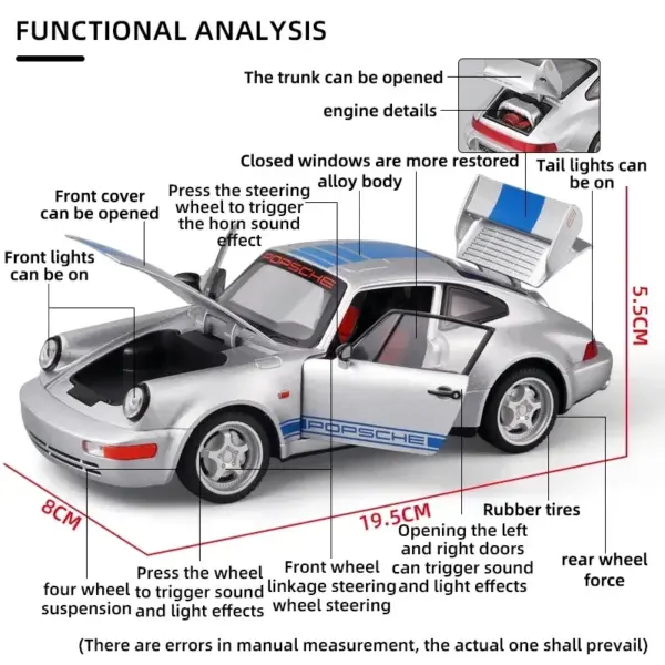 1:24 Porsche 964 RS Diecast Model Car - Image 4