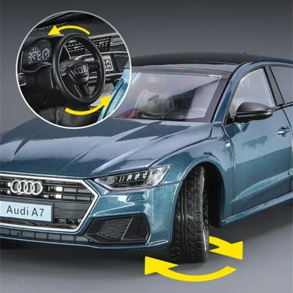 1:24 Audi A7 Diecast Model Car with Lights - Image 4