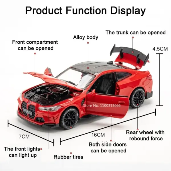 1/32 Scale M4 Alloy Sports Car Model - Image 2