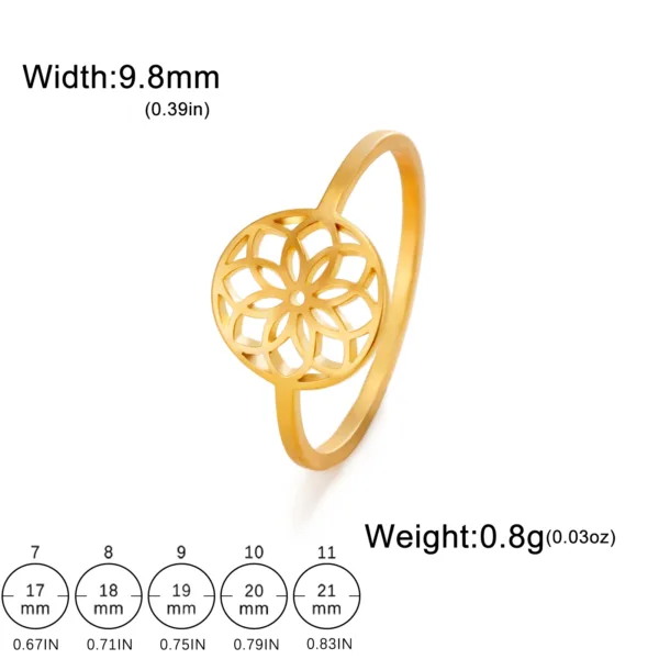 Flower of Life Vintage Stainless Steel Ring - Image 9