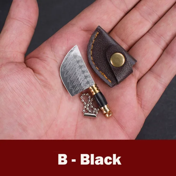 Mini Folding Damascus Design Keychain Knife - Image 13