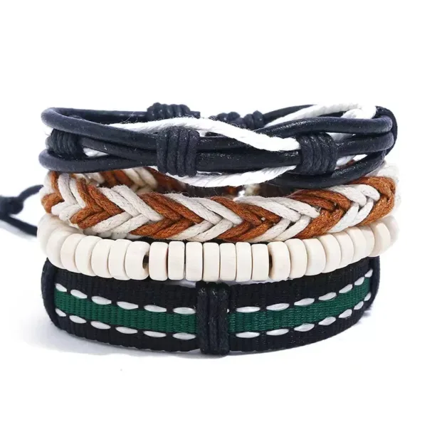 Multilayer Leather Charm Bracelets Set of 4 - Image 17