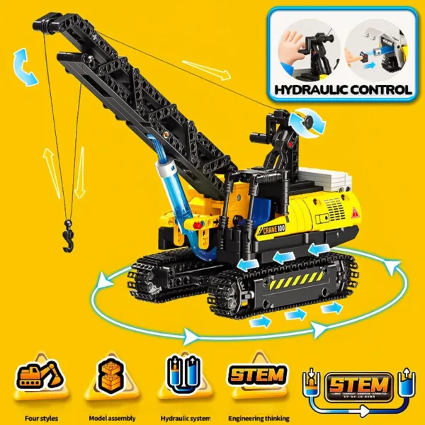 Hydraulic Control Crane Building Block Set