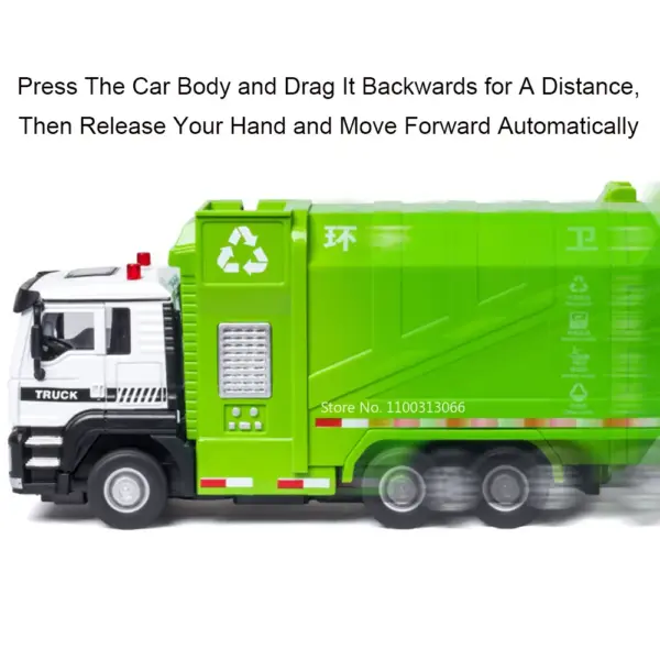 1/50 Diecast Garbage Truck Model Toy with Sound - Image 5