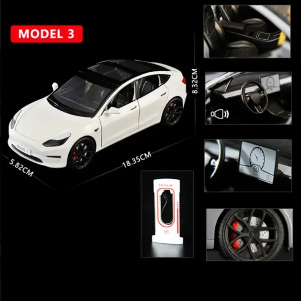 1:24 Tesla Model 3 Alloy Diecast Car Toy - Image 11