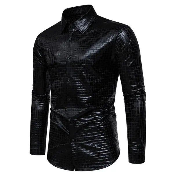 Gold Sequin Tuxedo Shirt for Men - Image 4