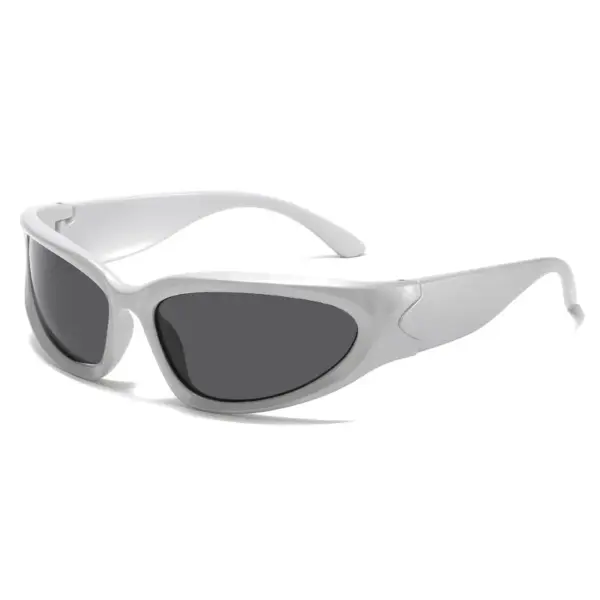 Punk Oval Women's Sunglasses with Mirror Lenses - Image 7