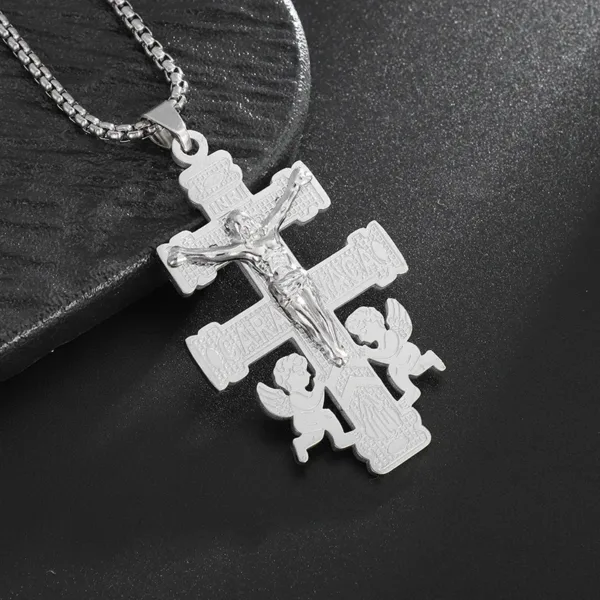 Punk Red Cross Templar Pendant Necklace - Image 6