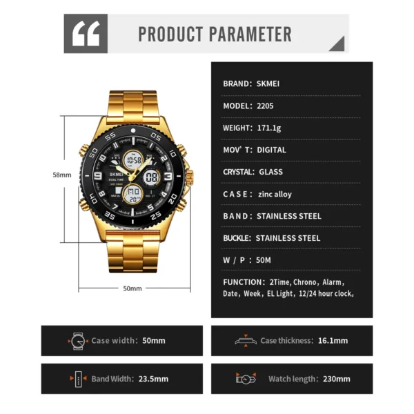 Men's Dual Display Waterproof Digital Watch - Image 6