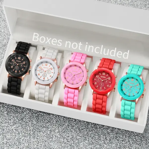 5PCS Women’s Quartz Watches Stylish Leather Bands - Image 2