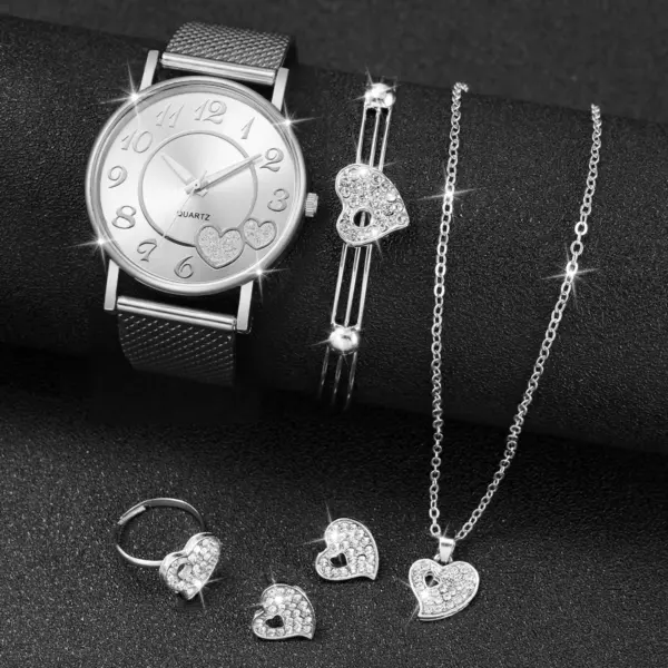 6PCS Women's Quartz Watch and Jewelry Set - Image 2