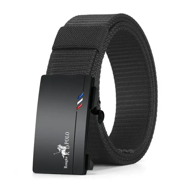 Men's Black Canvas Belt with Automatic Buckle - Image 7