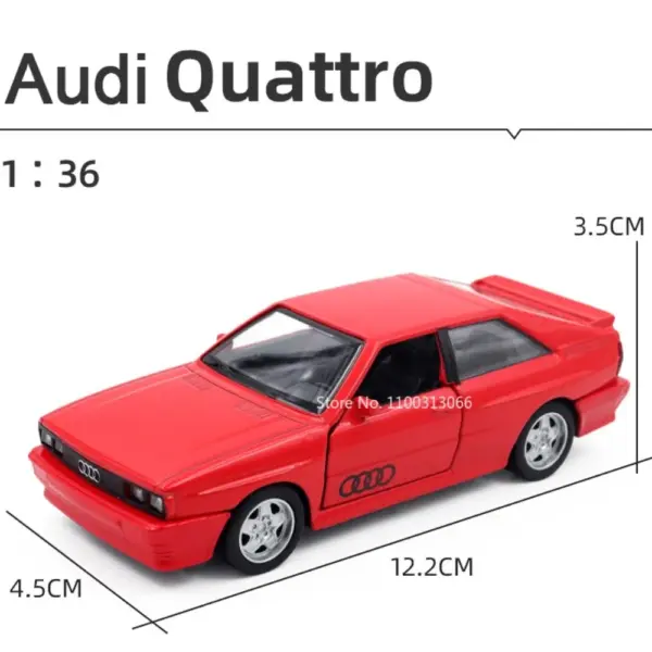 1:36 Audi Quattro 1980 Diecast Car Model - Image 6