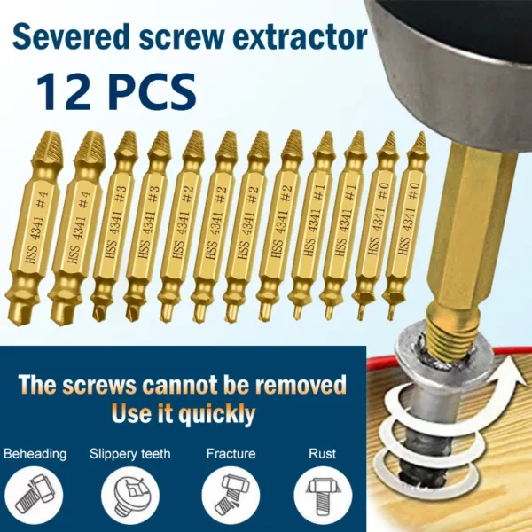 12pcs HSS Damaged Screw Extractor Set