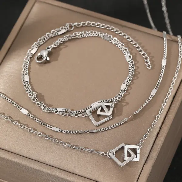 Stainless Steel Geometric Jewelry Set for Women - Image 4
