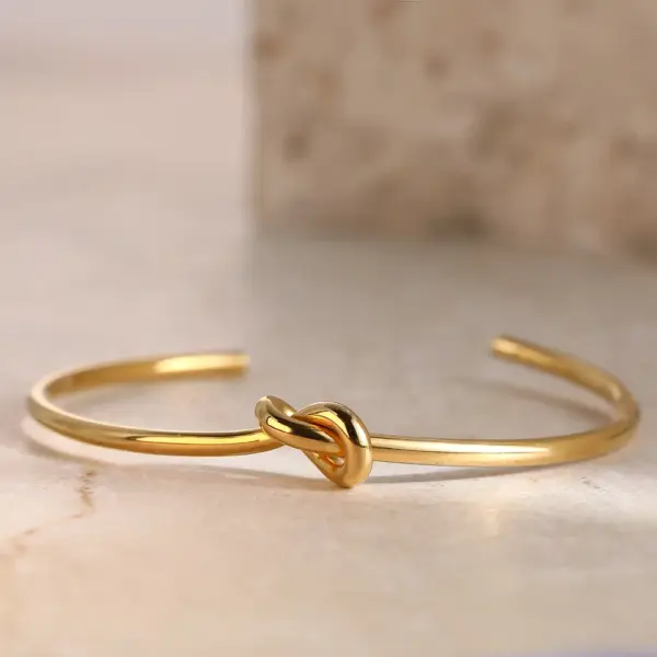 Gold Stainless Steel Vintage Cuff Bracelet - Image 4