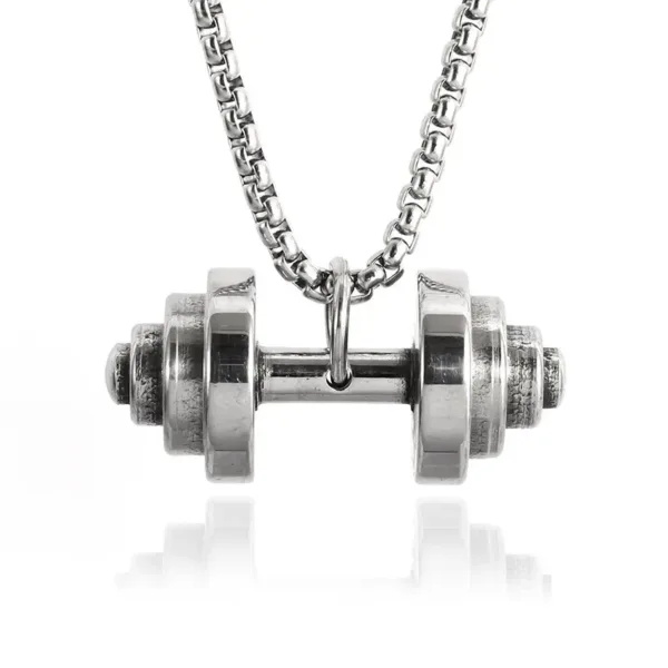 Fashion Barbell Dumbbell Pendant Necklace - Image 7