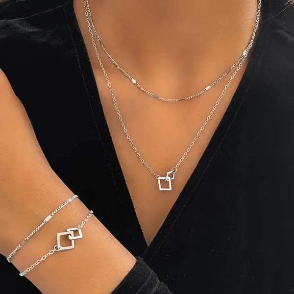 Stainless Steel Geometric Jewelry Set for Women - Image 2