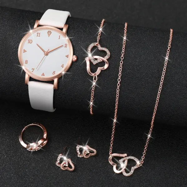 6PC Women's Heart Jewelry Set with Watch - Image 2