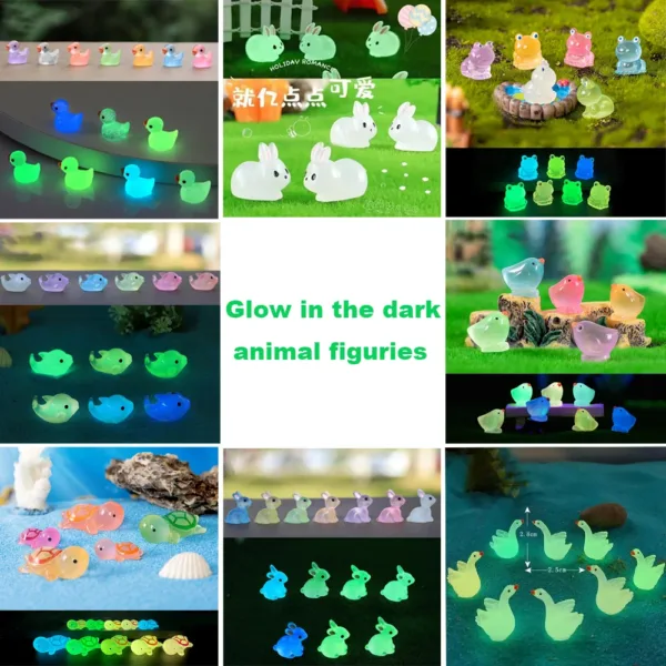 20 Pcs Glowing Mini Resin Animal Figurines