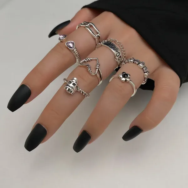 Skull Rings Set Vintage Gothic for Women - Image 5