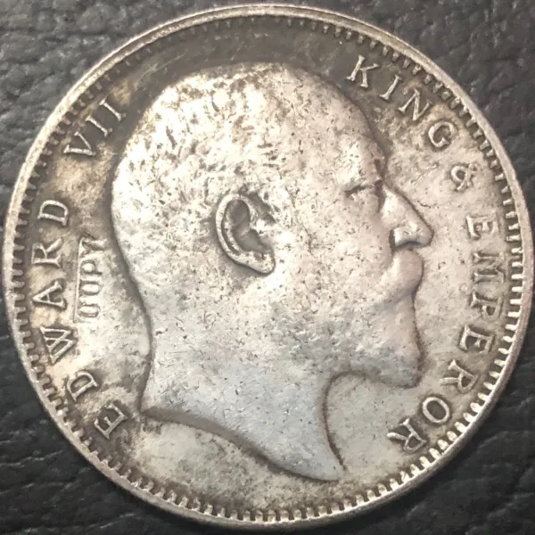 1908 Indian One Rupee Silver Plated Coin - Image 2