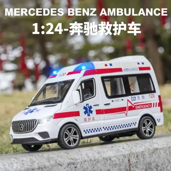 1:24 Metal Ambulance Car Model with Sound