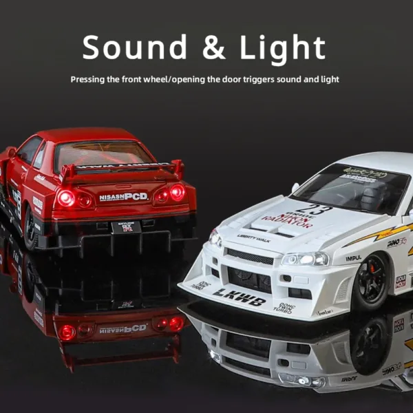 1:24 Nissan GTR R34 Skyline Alloy Model Car - Image 3