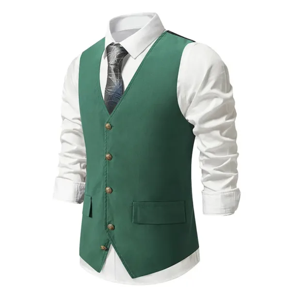 Men's Slim V-neck Wedding Waistcoat Jacket - Image 5