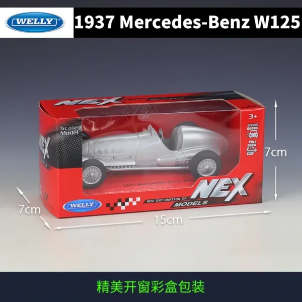 WELLY 1:36 1937 Mercedes-Benz W125 Model Car - Image 4