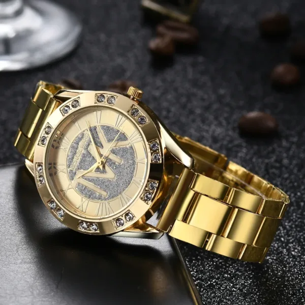 Luxury Women's Crystal Diamond Watch Gold - Image 8